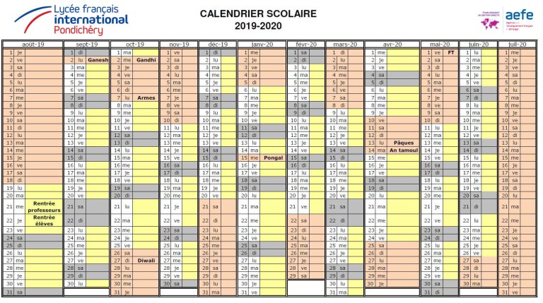 School Calendar 2019 20 The French International School of